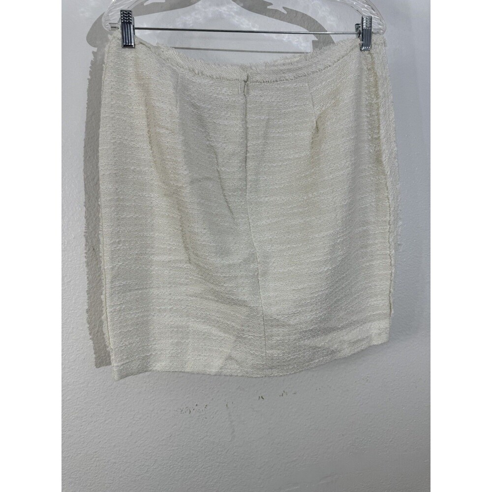 Jennifer Lopez Women's Ivory Metallic Studded Fringe Tweed Pencil Skirt Size 12 - Picture 2 of 10